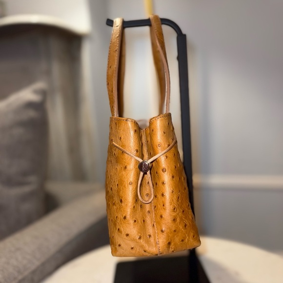 Furla Vintage Ostrich Embossed Leather Two Way Bag (EUC) and Dustbag - Picture 9 of 16